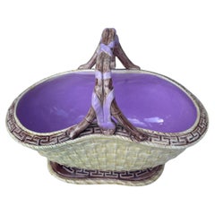 19th Century English Majolica Basket