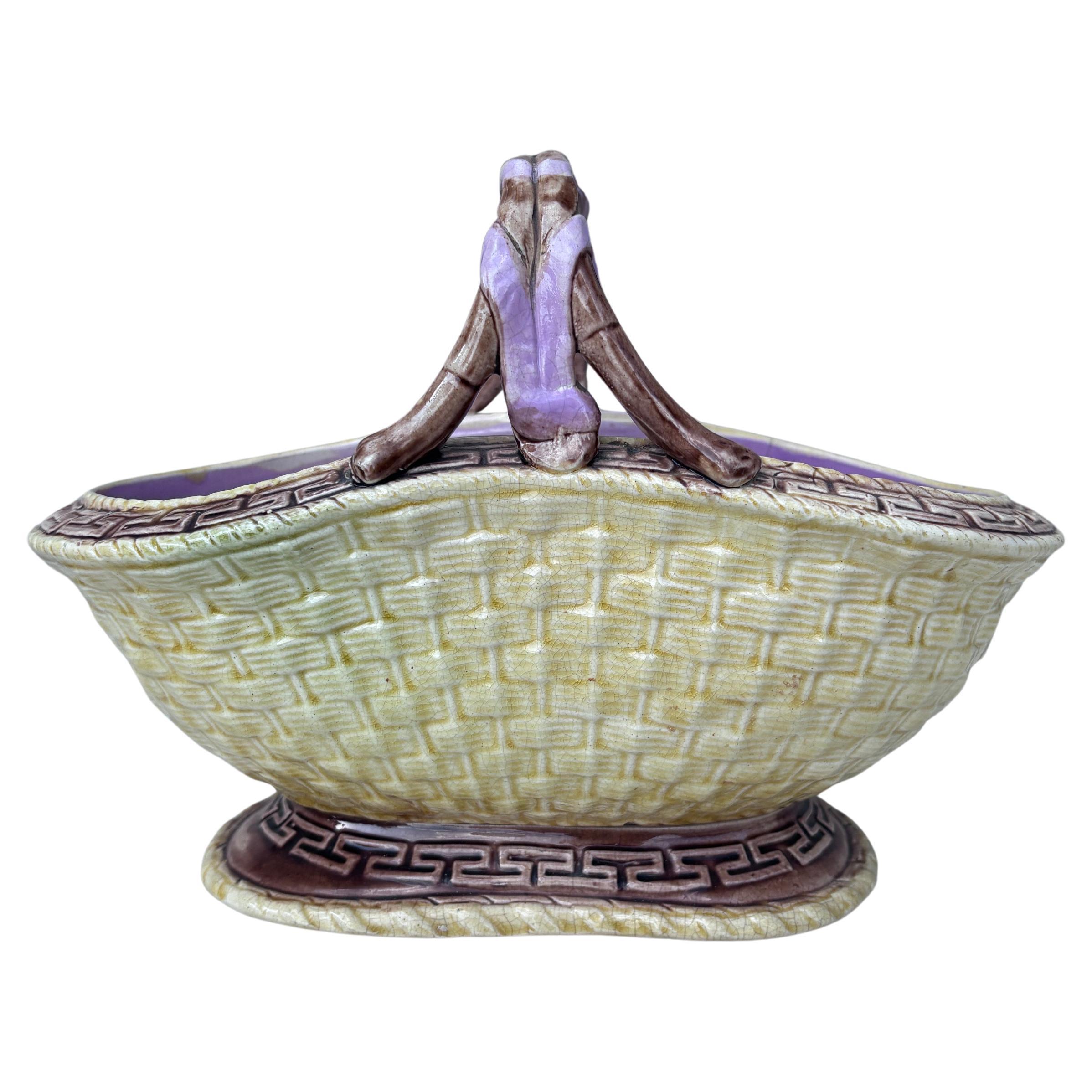 19th Century English Majolica Basket