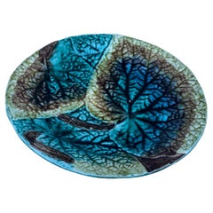 19th Century English Majolica Begonia Leaves Plate