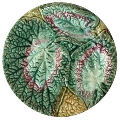 19th Century English Majolica Begonia Plate