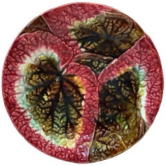 19th Century English Majolica Begonia Plate