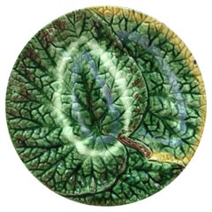 19th Century English Majolica Begonia Plate
