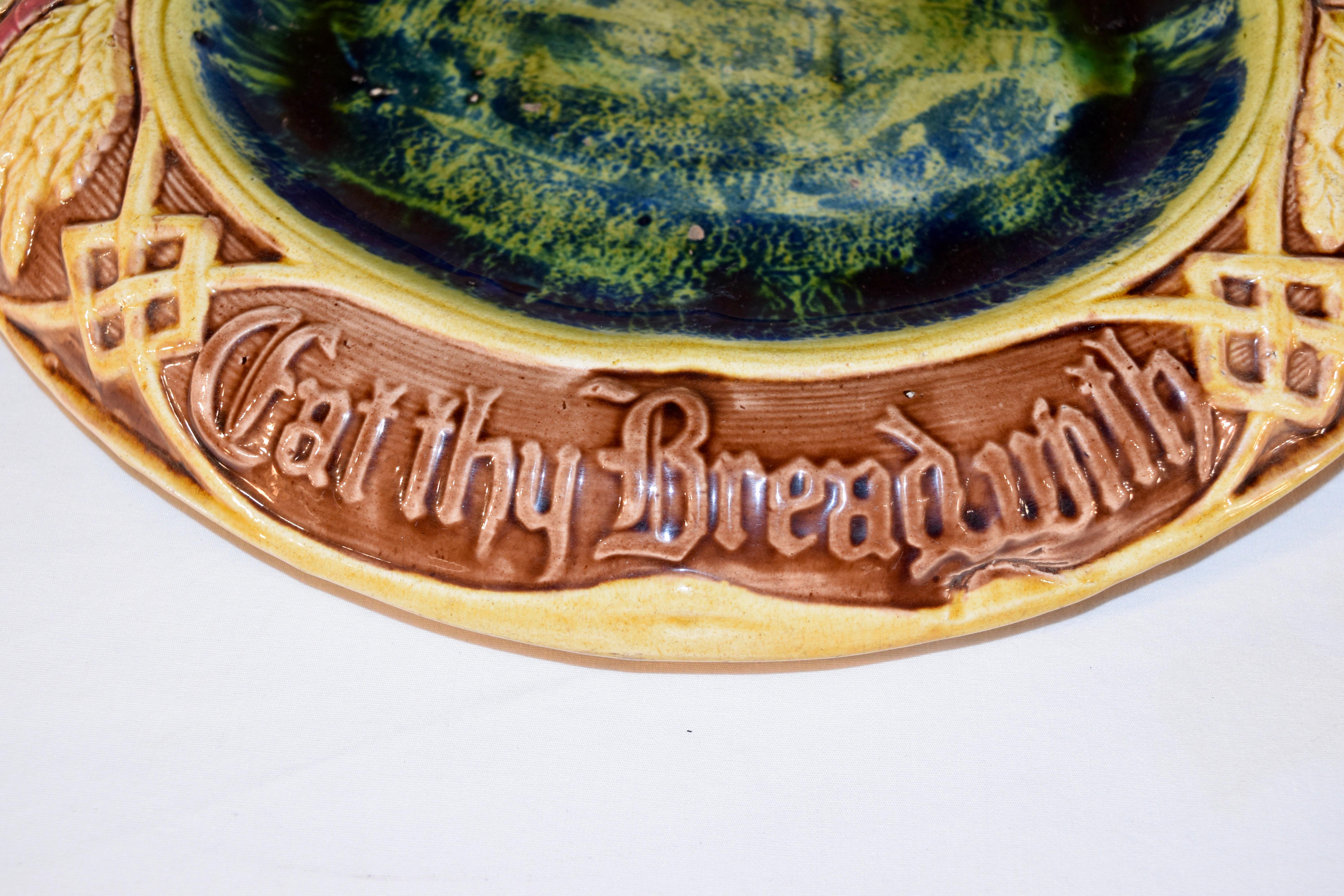 19th Century English Majolica Bread Tray In Good Condition For Sale In High Point, NC
