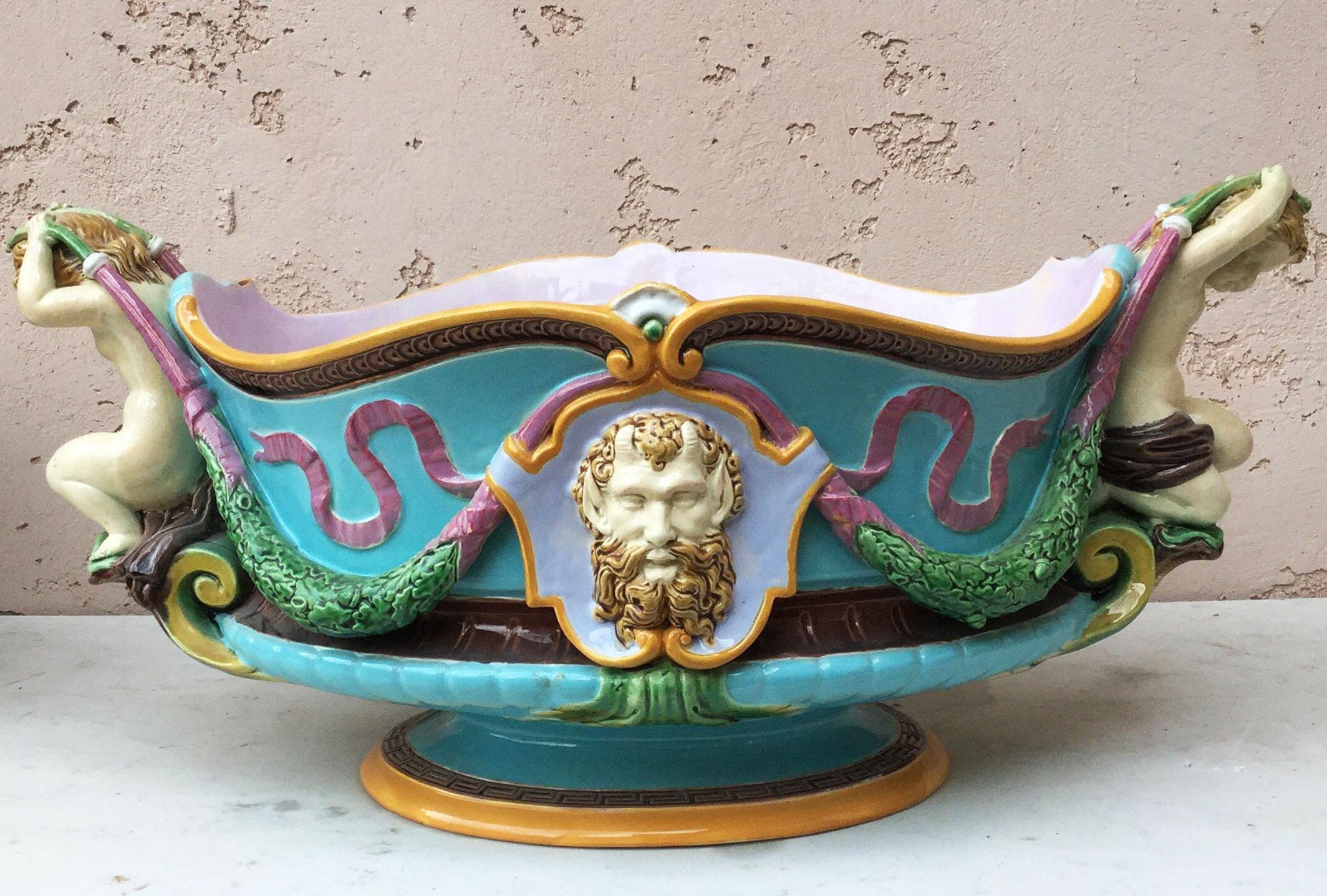 19th Century English Majolica Chesnut Blossom Jardinière George Jones 4