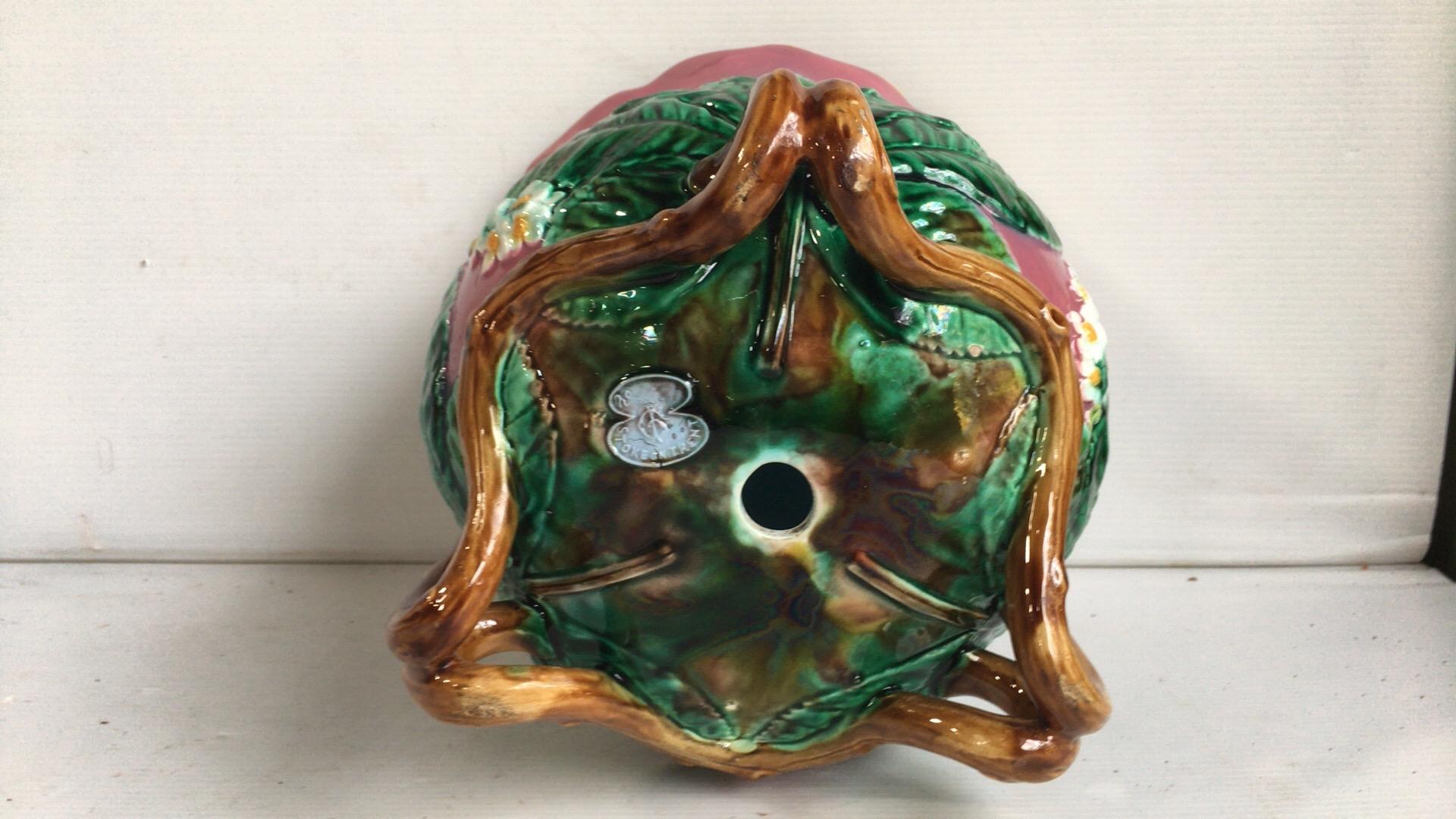 Late 19th Century 19th Century English Majolica Chesnut Blossom Jardinière George Jones