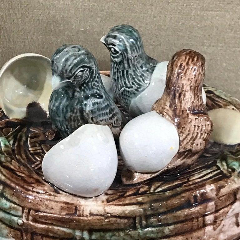 19th Century 19th century English Majolica Ducklings on Nest Box For Sale