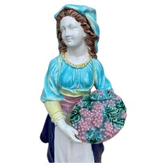 19th Century English Majolica Farmer with Fruits