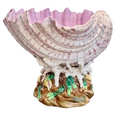 19th Century English Majolica George Jones Shell Centerpiece Jardinière