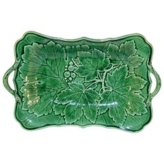 19th Century English Majolica Handled Dish