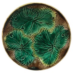 19th Century English Majolica Leaves and Plate