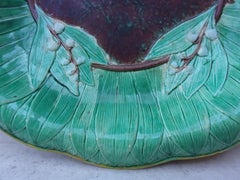 19th Century English Majolica Lily of the Valley Platter Holdcroft