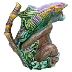 19th Century English Majolica Monkey Pitcher