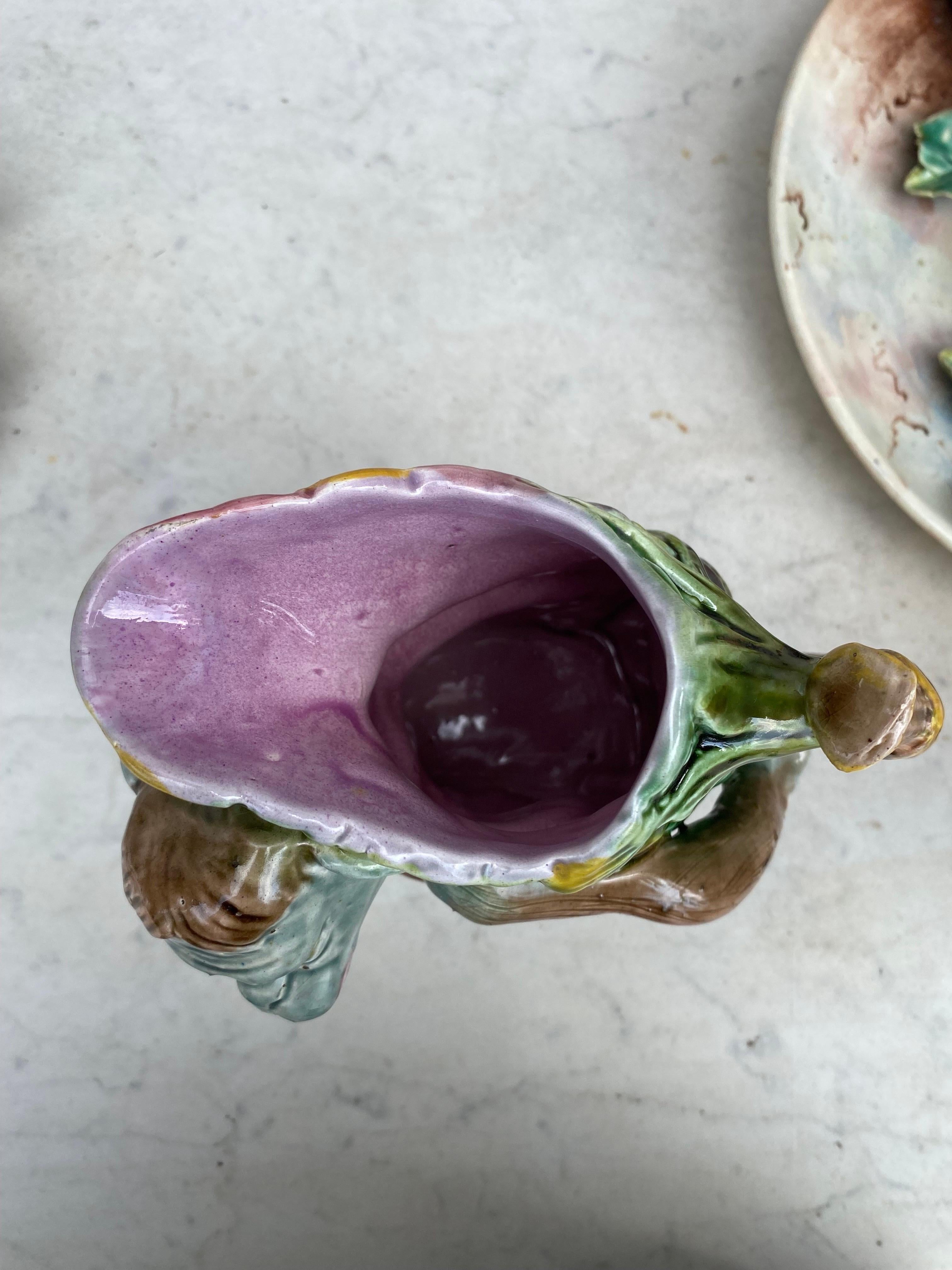 19th Century English Majolica Monkey Pitcher In Good Condition For Sale In Austin, TX