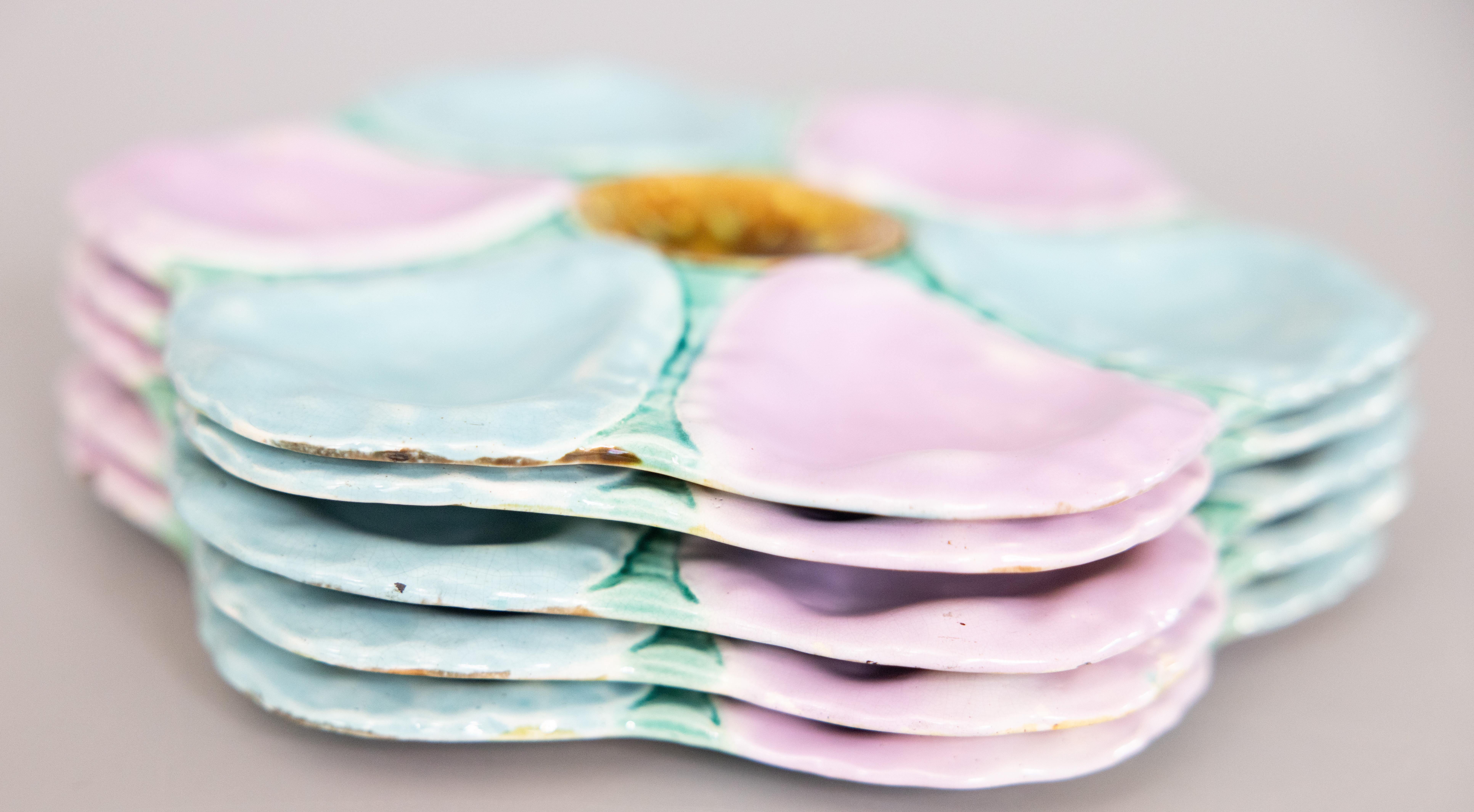 19th Century English Majolica Oyster Plate For Sale 1
