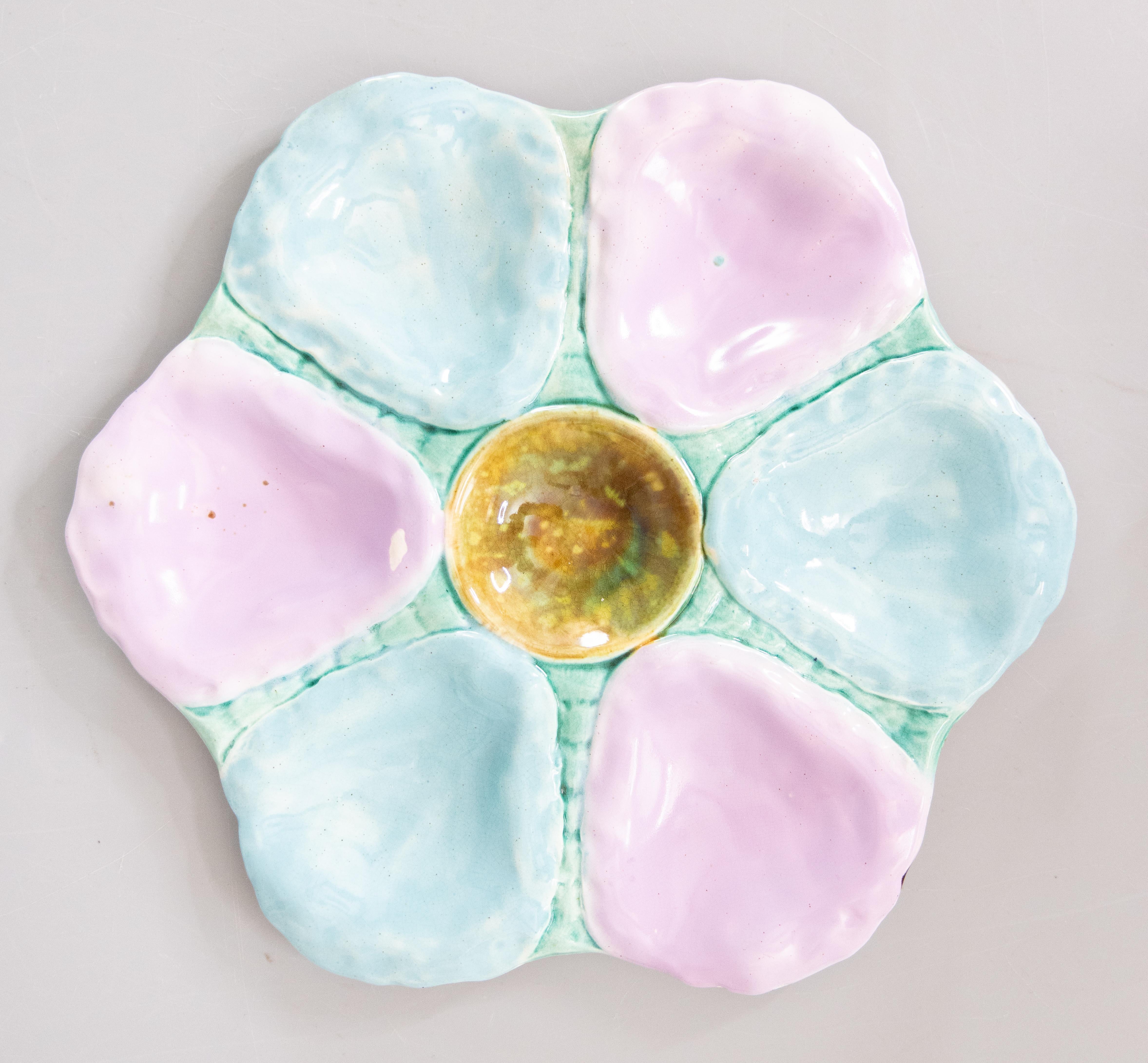 19th Century English Majolica Oyster Plate For Sale 2