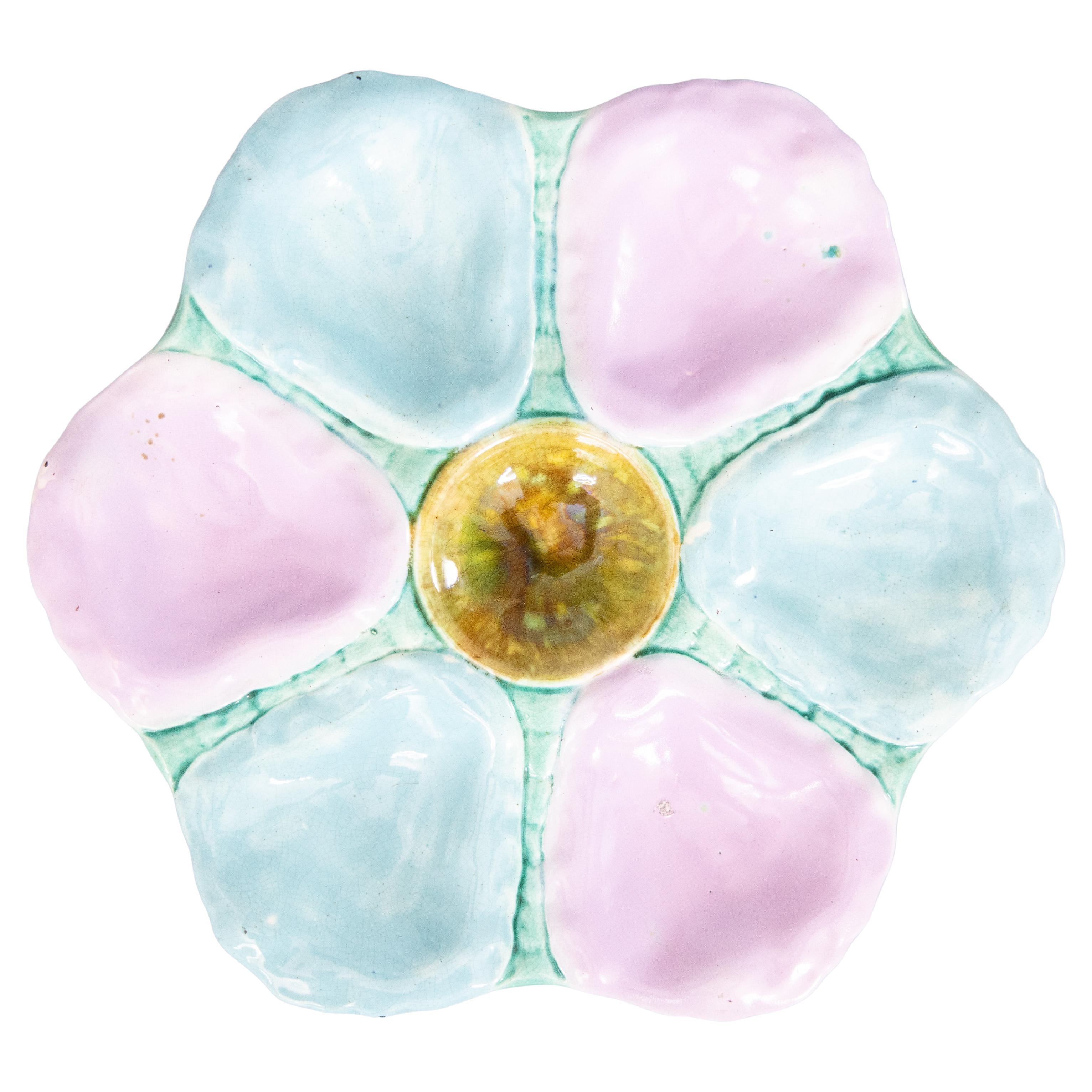 19th Century English Majolica Oyster Plate