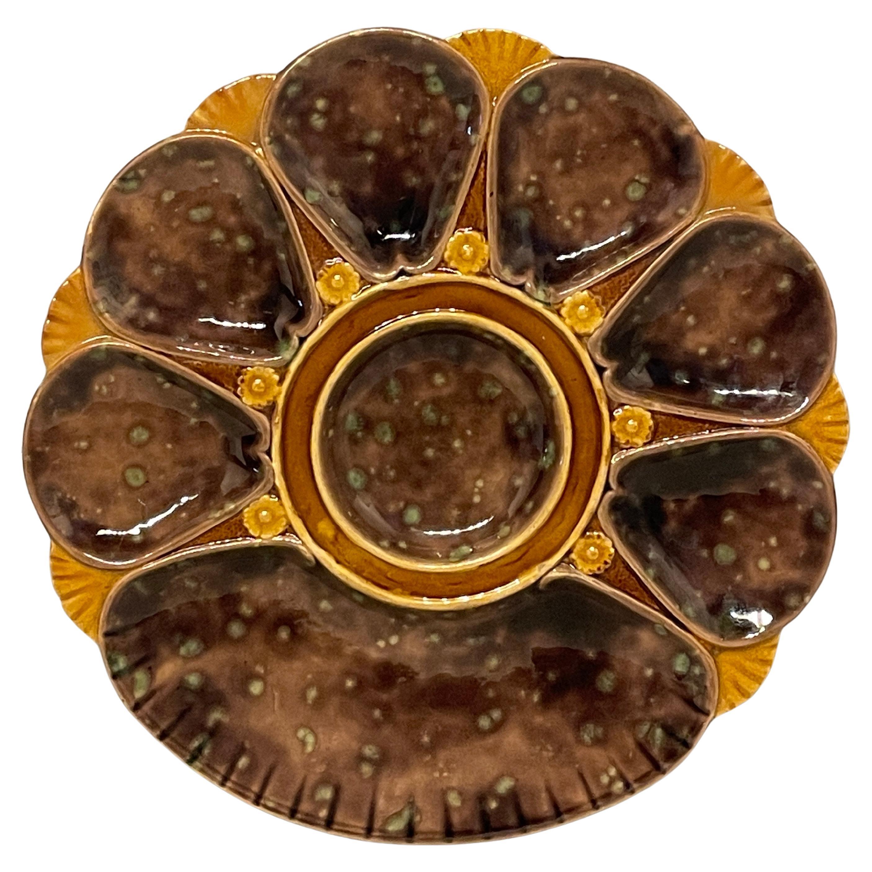 19th Century English Majolica Oyster Plate