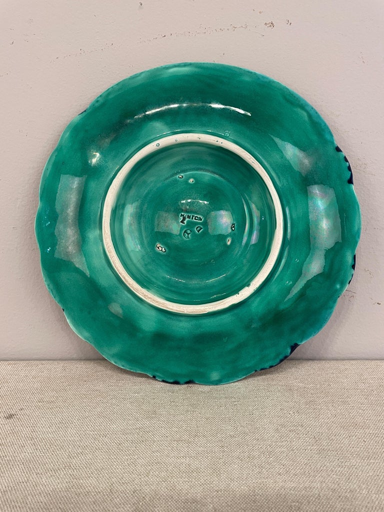 19th Century English Majolica Oyster Plate Signed Minton For Sale at