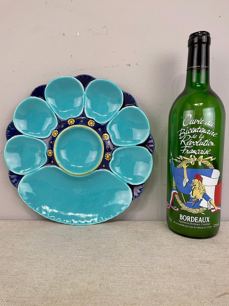 19th Century English Majolica Oyster Plate Signed Minton For Sale at