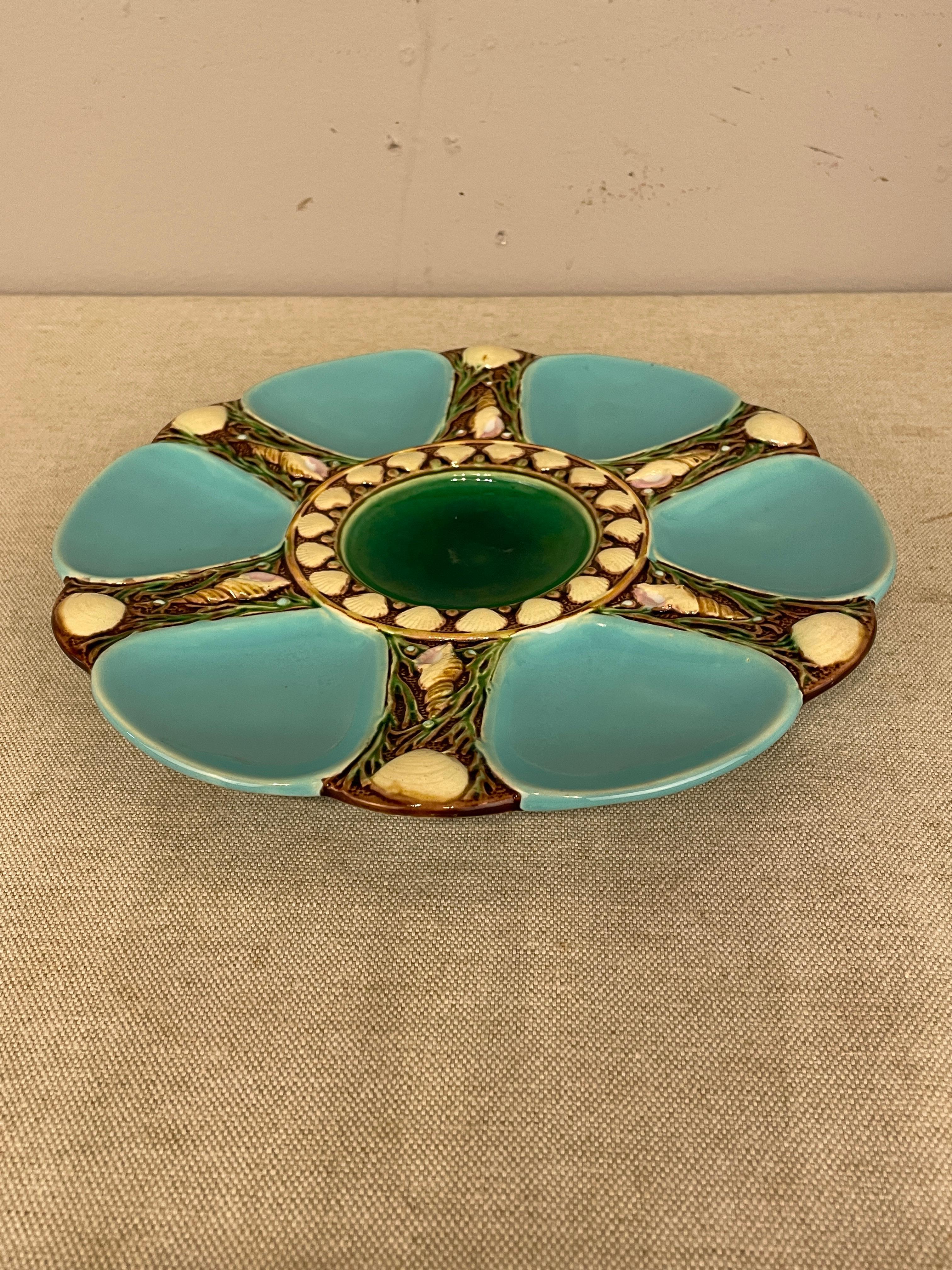 19th Century English Majolica Oyster Plate Signed Minton 3