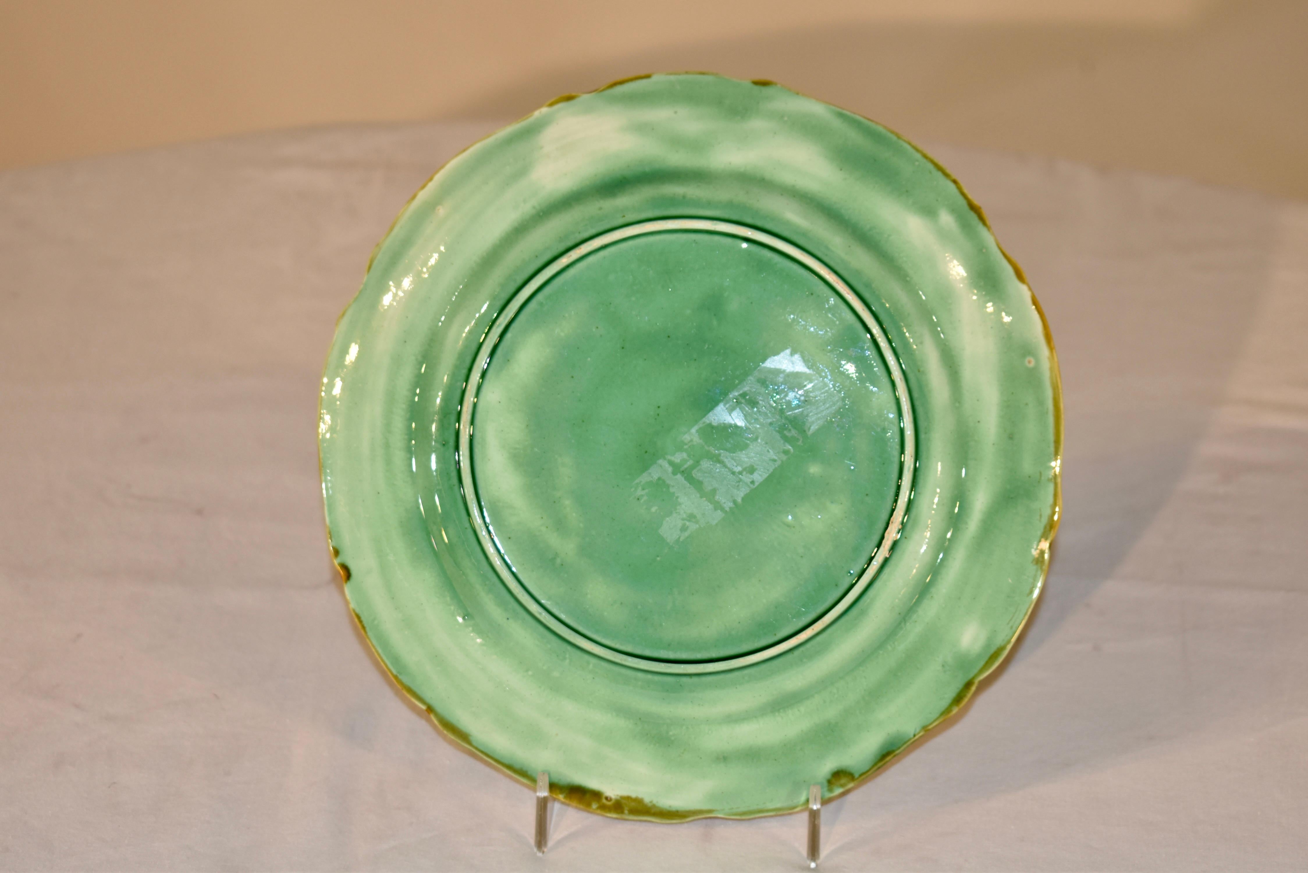 Ceramic 19th Century English Majolica Plate For Sale