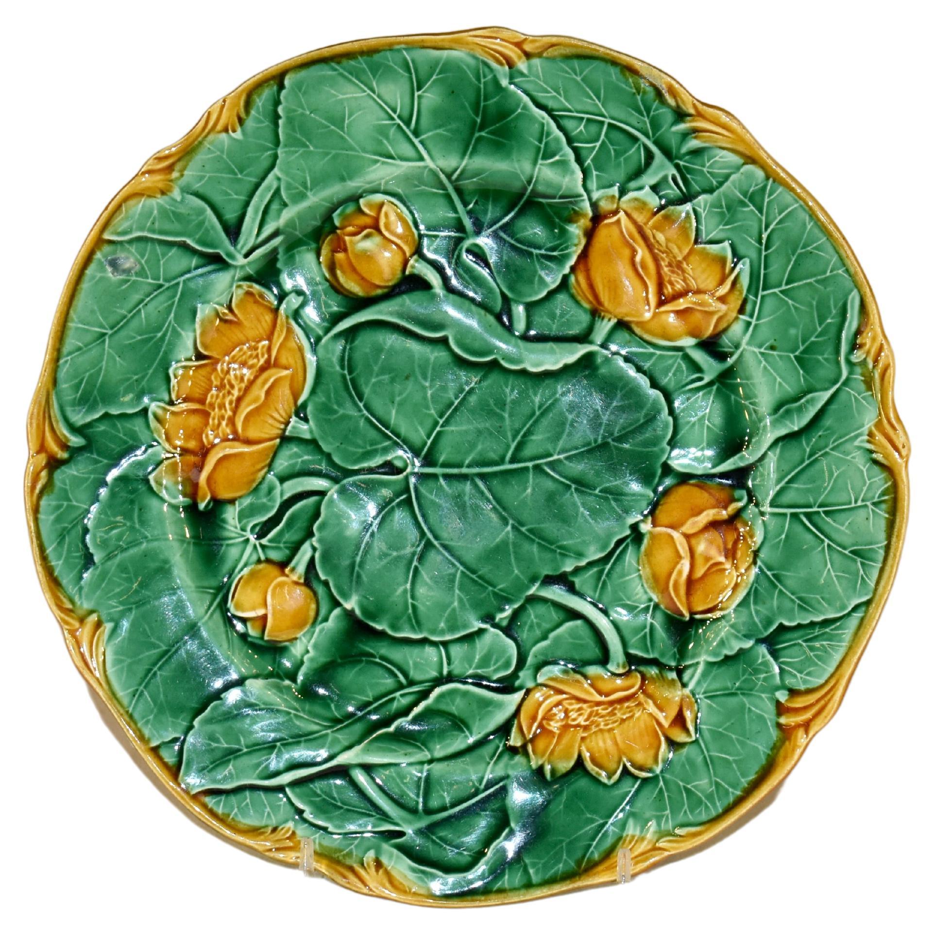 19th Century English Majolica Plate For Sale