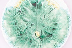 19th Century English Majolica Turquoise & Green Begonia Leaf Plate