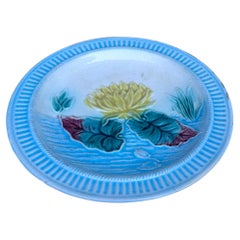 19th Century English Majolica Water Lily Plate