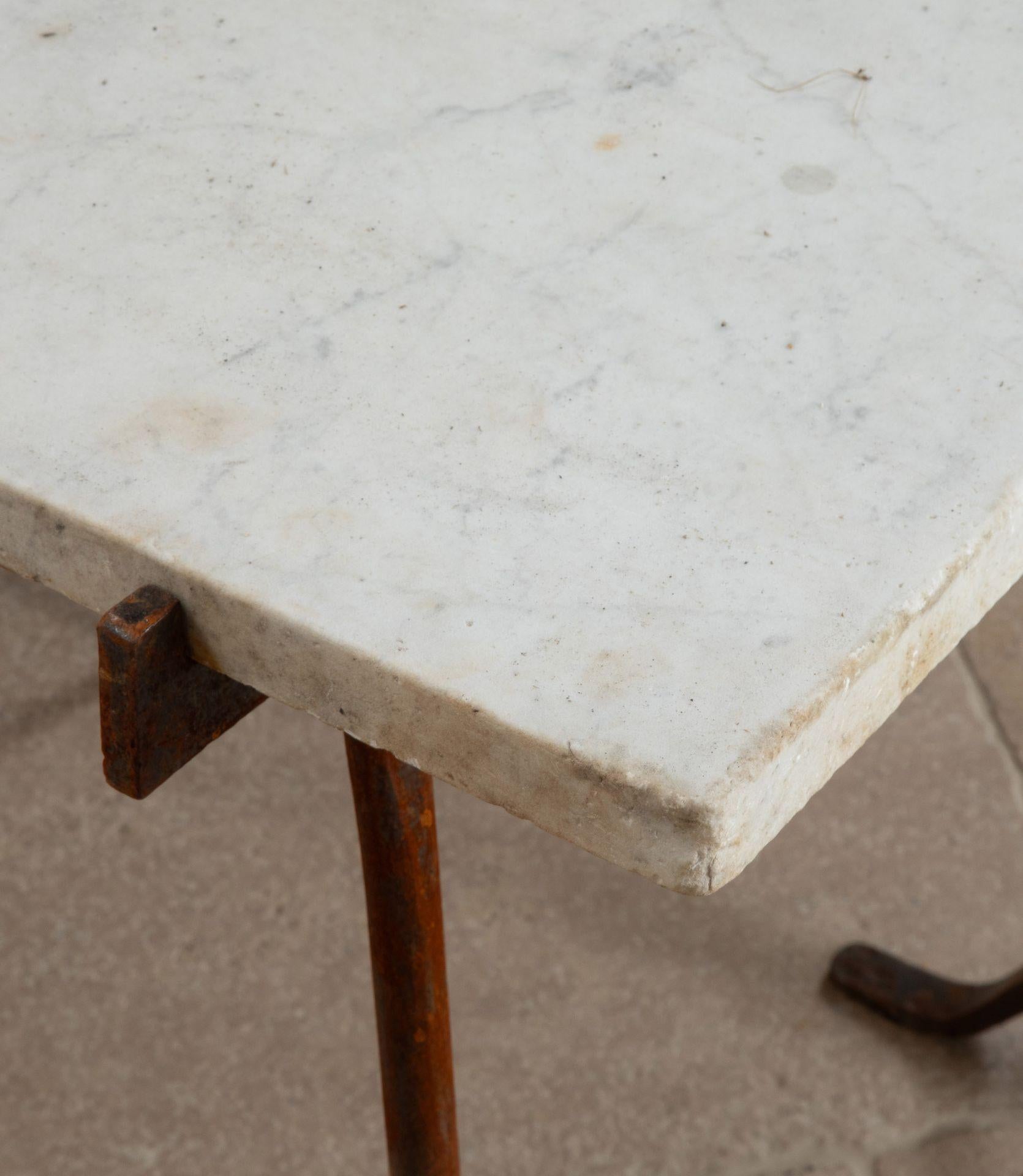 19th Century English Marble Table on Iron Trestle Base For Sale 5
