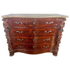 Commodo a 4 cassetti in mogano piumato inglese del XIX secolo