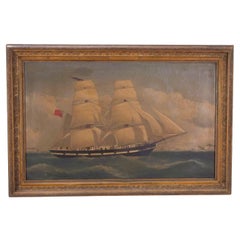 Antique 19th Century English Marine Oil Painting