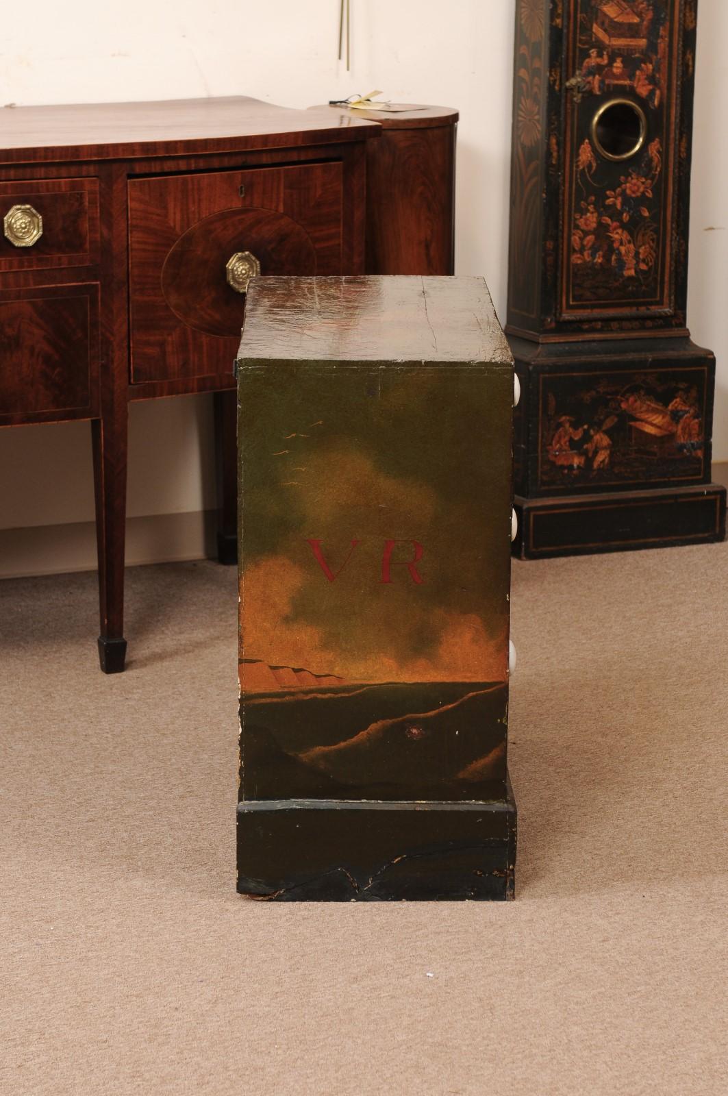 19th Century English Maritime Painted Chest with Sailors & 3 Drawers For Sale 3
