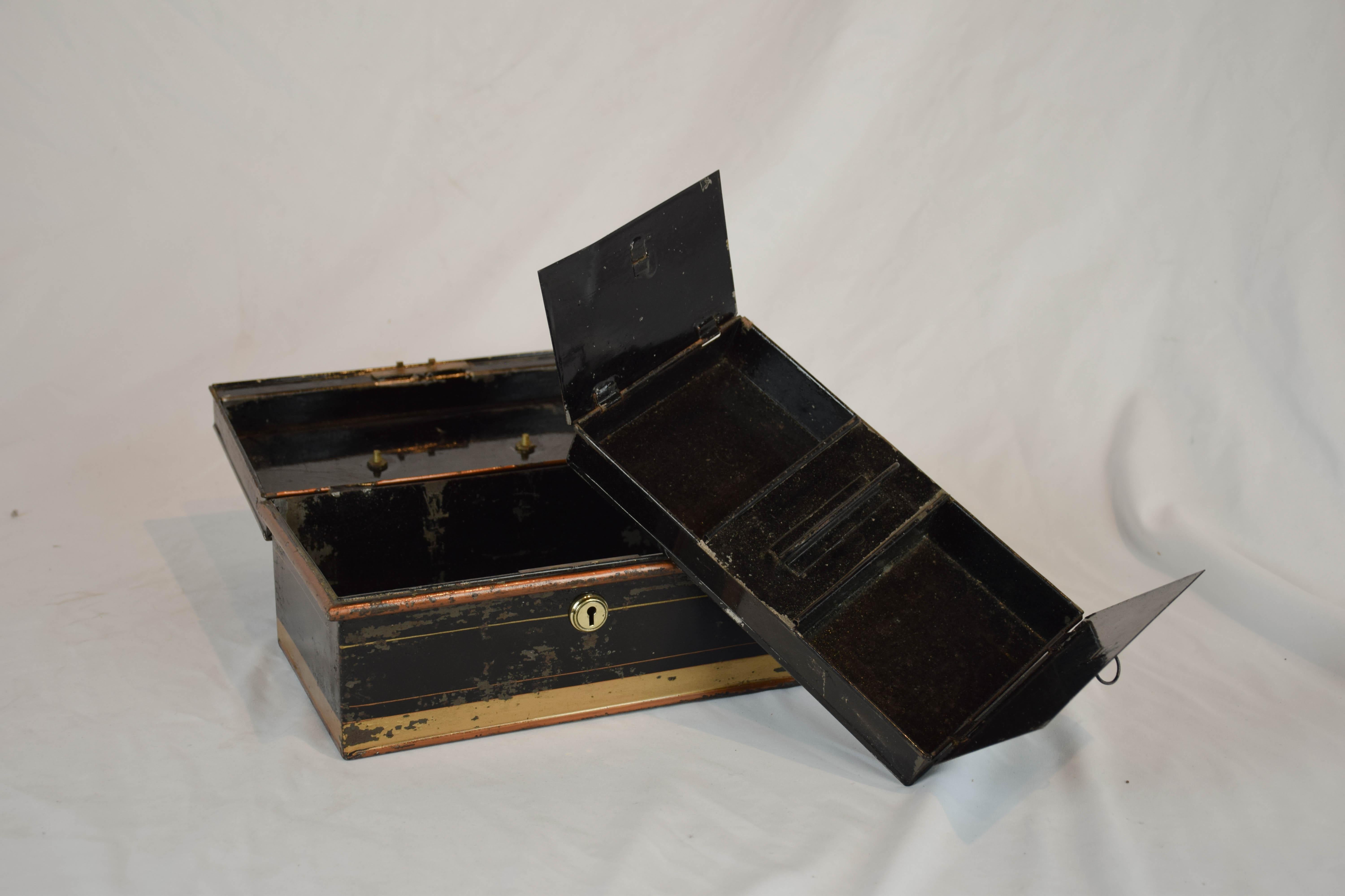 19th Century English Metal Cash Box 1