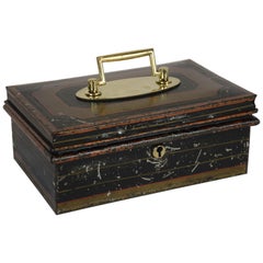 Antique 19th Century English Metal Cash Box