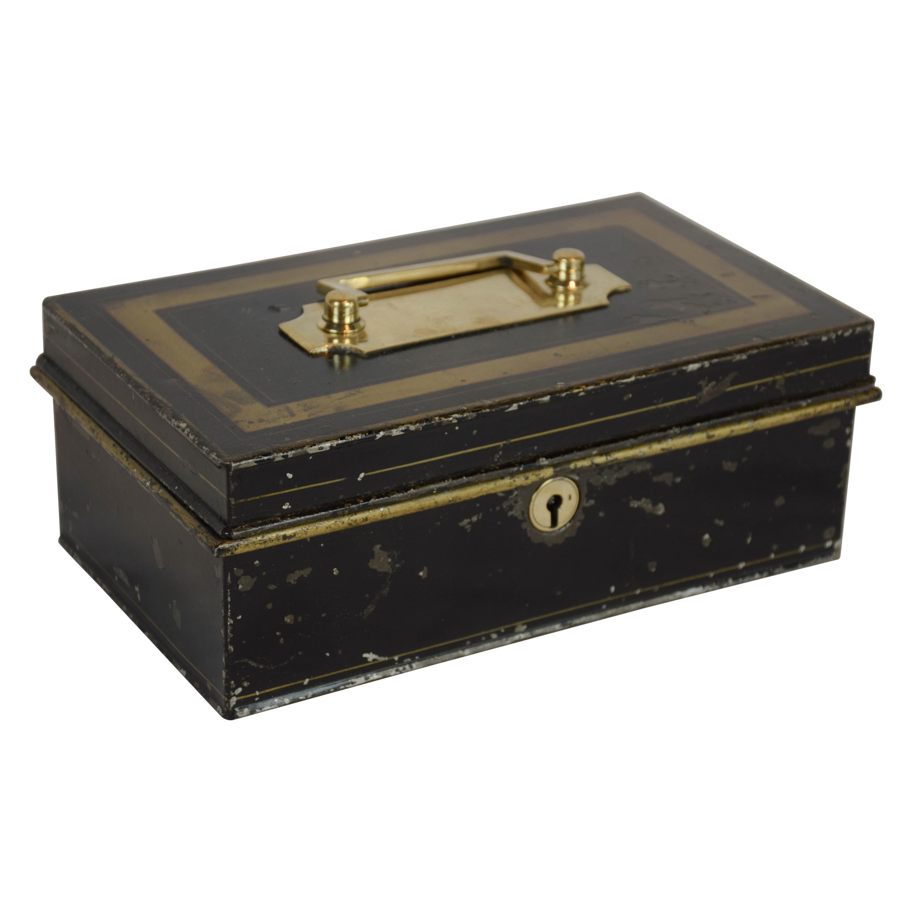19th Century English Metal Cash Box