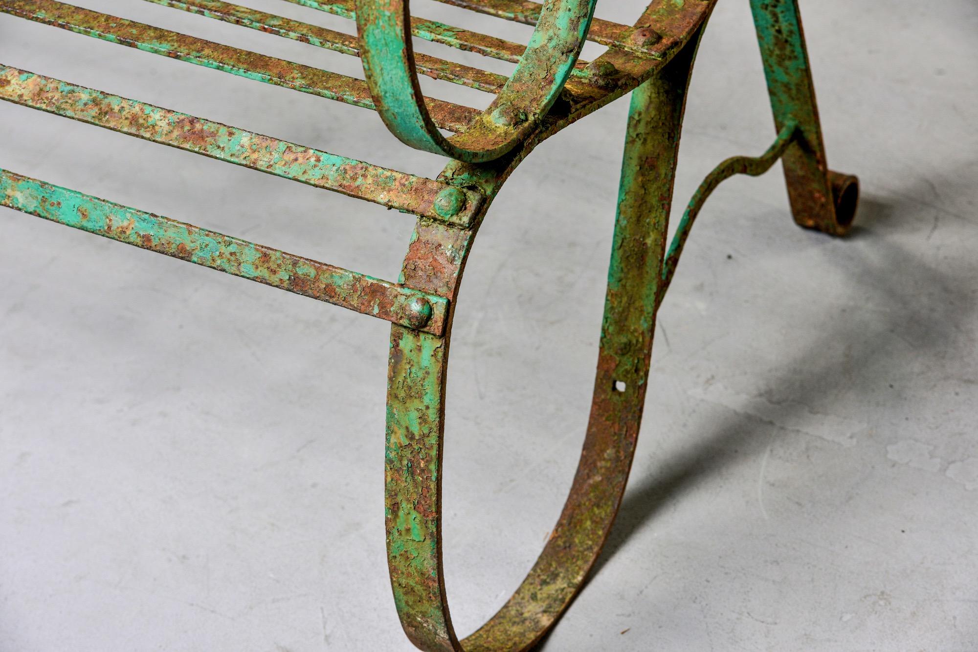 19th Century English Metal Garden Bench with Original Paint 5