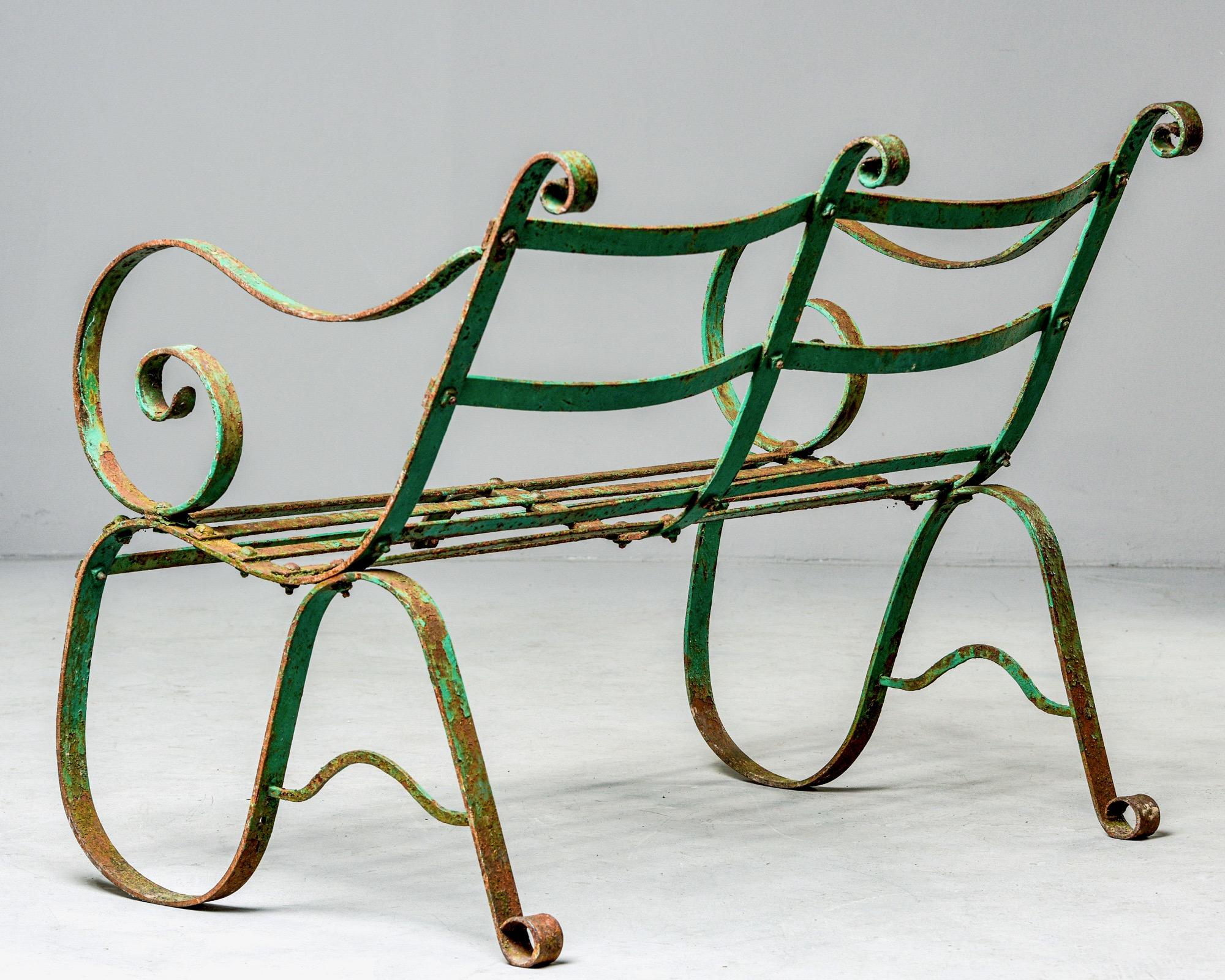 painted metal bench