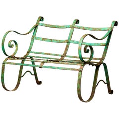 Antique 19th Century English Metal Garden Bench with Original Paint