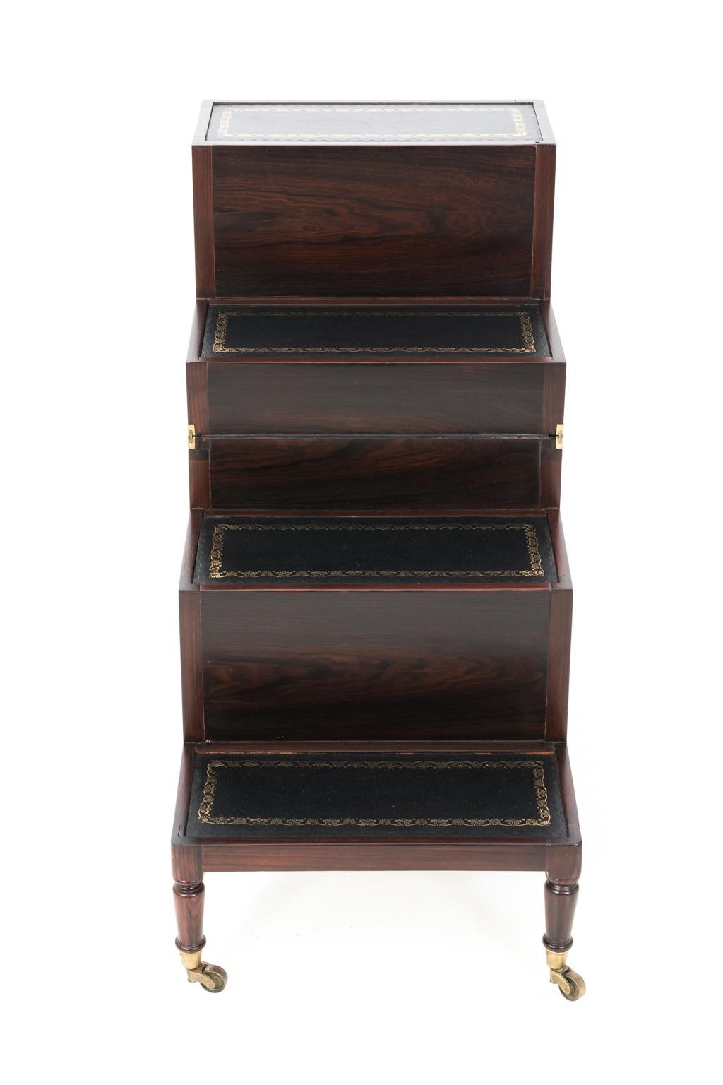 19th Century English Metamorphic Rosewood Library Steps 2