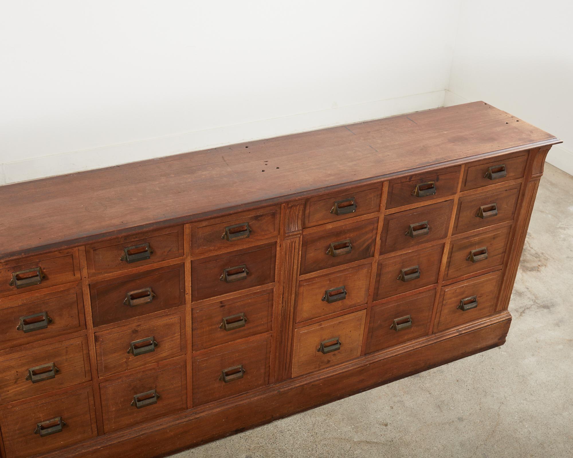 Hand-Crafted 19th Century English Millinery Haberdashery Hardwood Apothecary Cabinet  For Sale