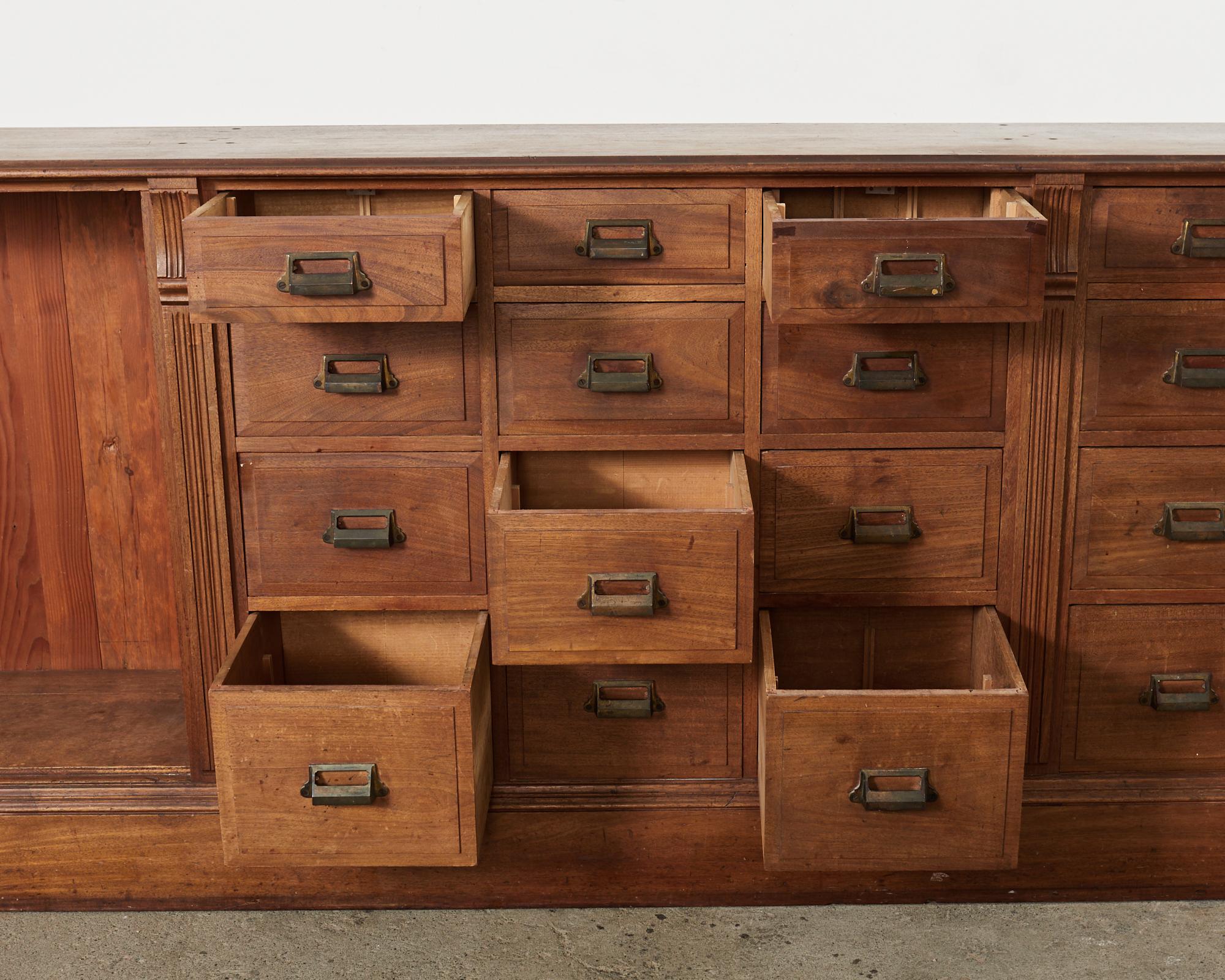 19th Century English Millinery Haberdashery Hardwood Apothecary Cabinet  For Sale 1