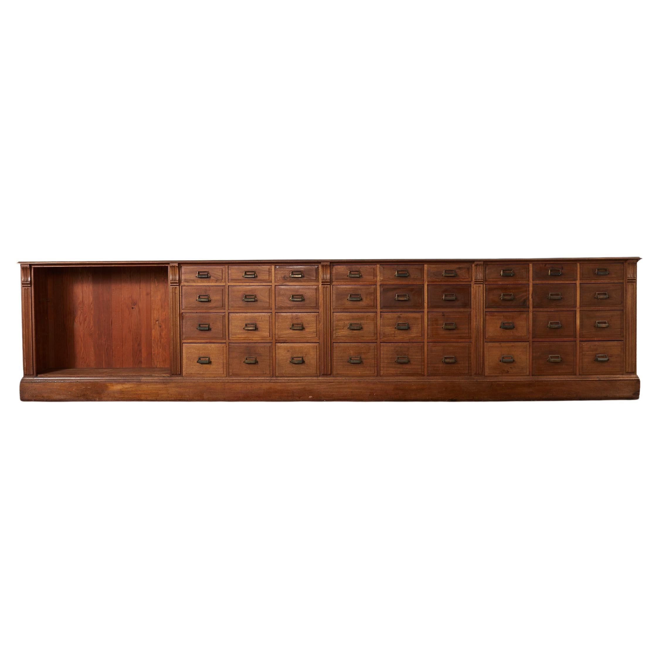 19th Century English Millinery Haberdashery Hardwood Apothecary Cabinet  For Sale