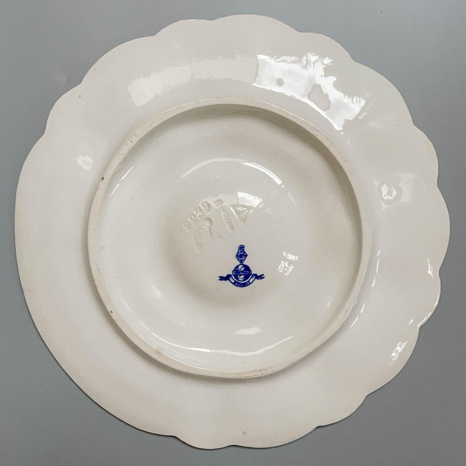 Faience 19th Century English Minton Bombay Flow Blue Oyster Plate For Sale