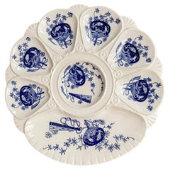 19th Century English Minton Bombay Flow Blue Oyster Plate