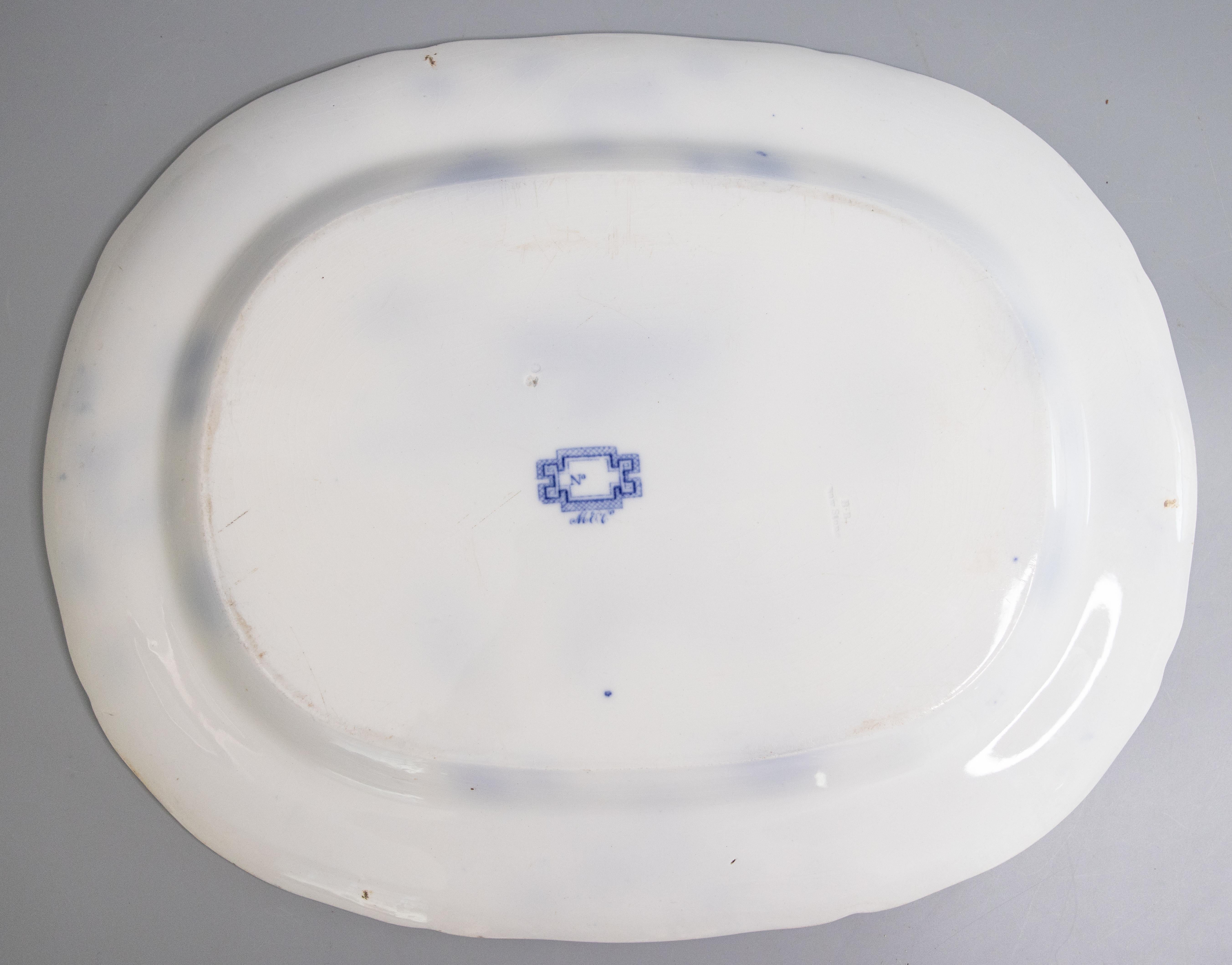 19th Century English Minton Flow Blue Transferware Ironstone Serving Platter For Sale 3
