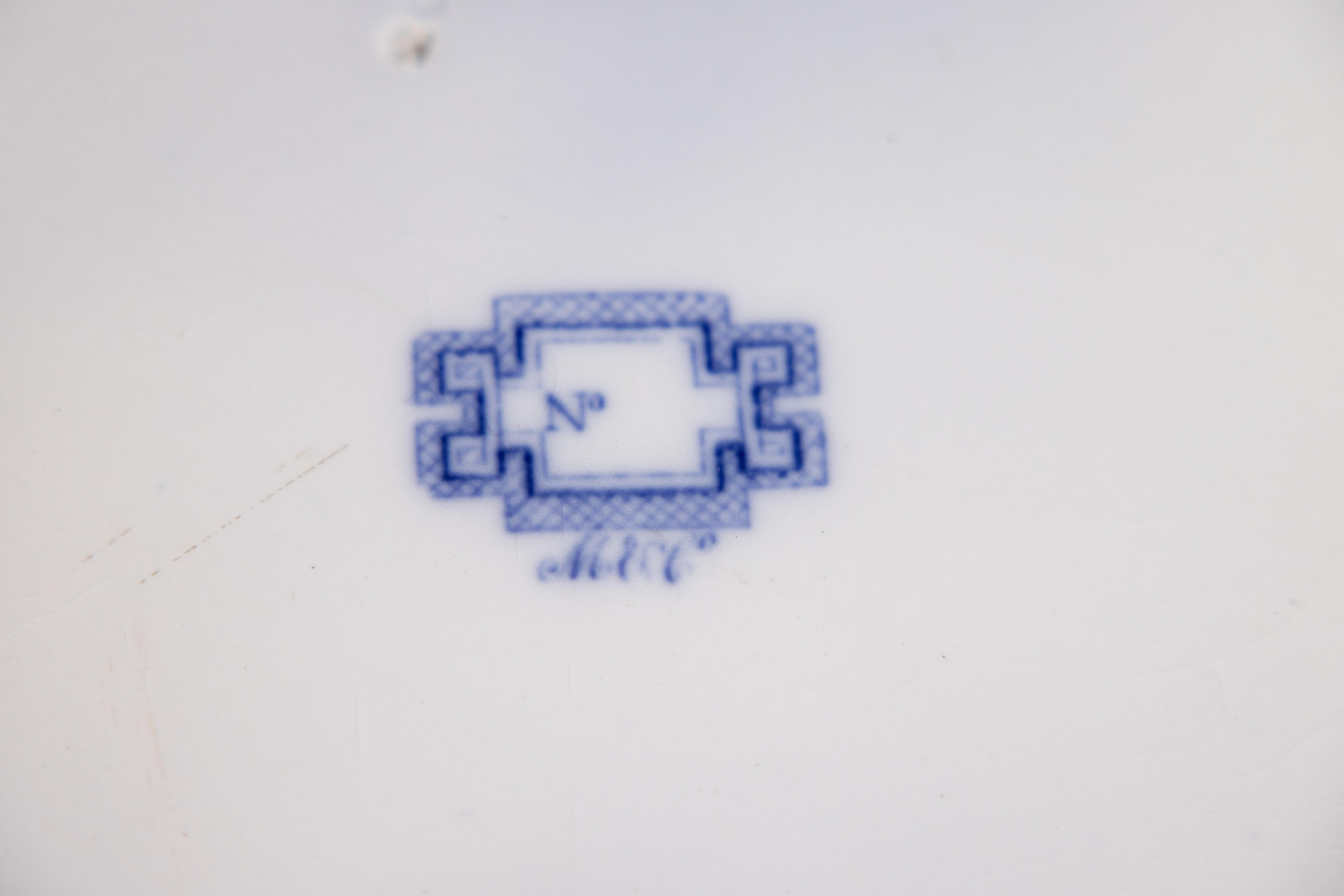 19th Century English Minton Flow Blue Transferware Ironstone Serving Platter For Sale 4
