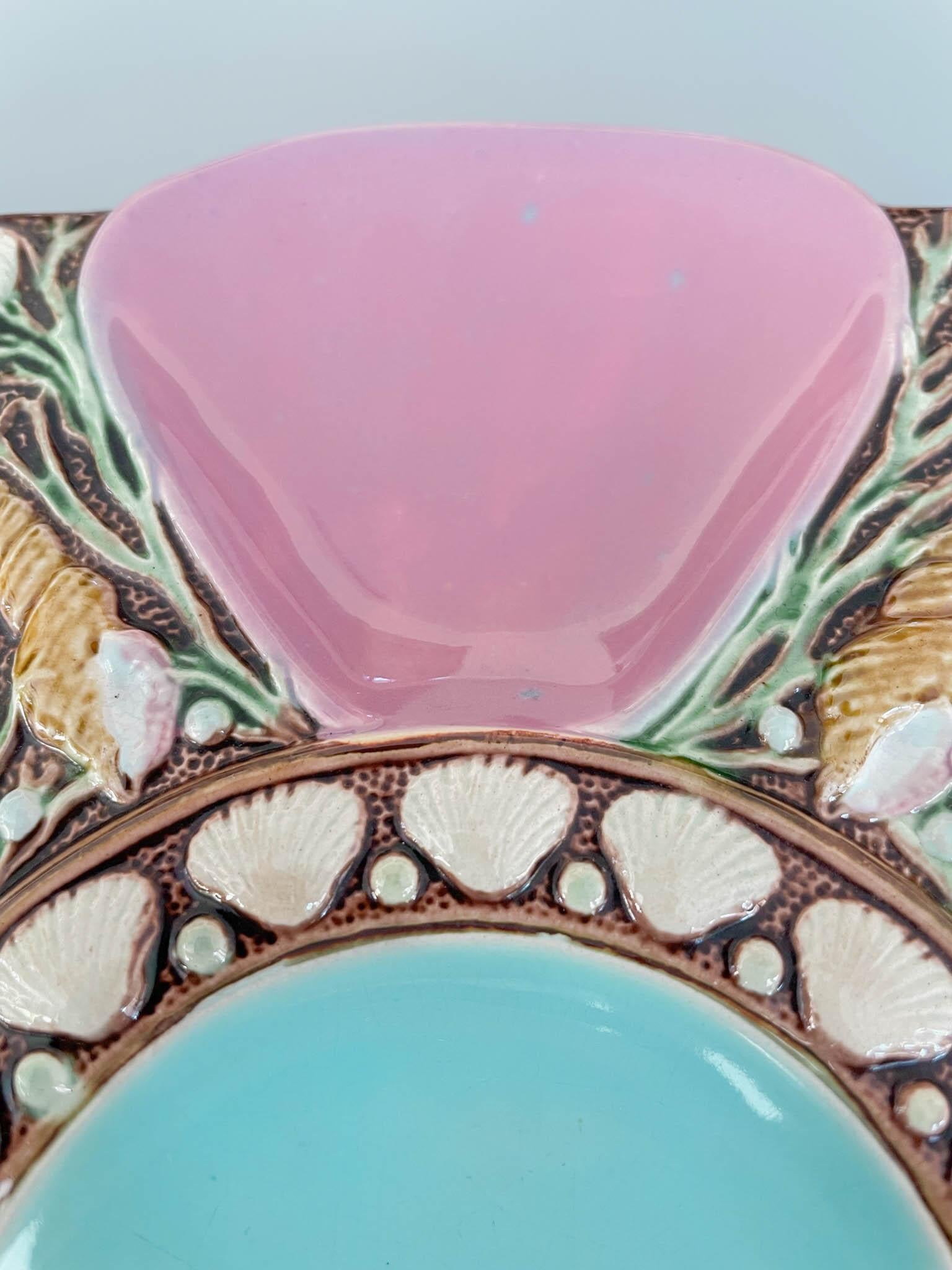 Hand-Crafted 19th Century English Minton Majolica Oyster Plate