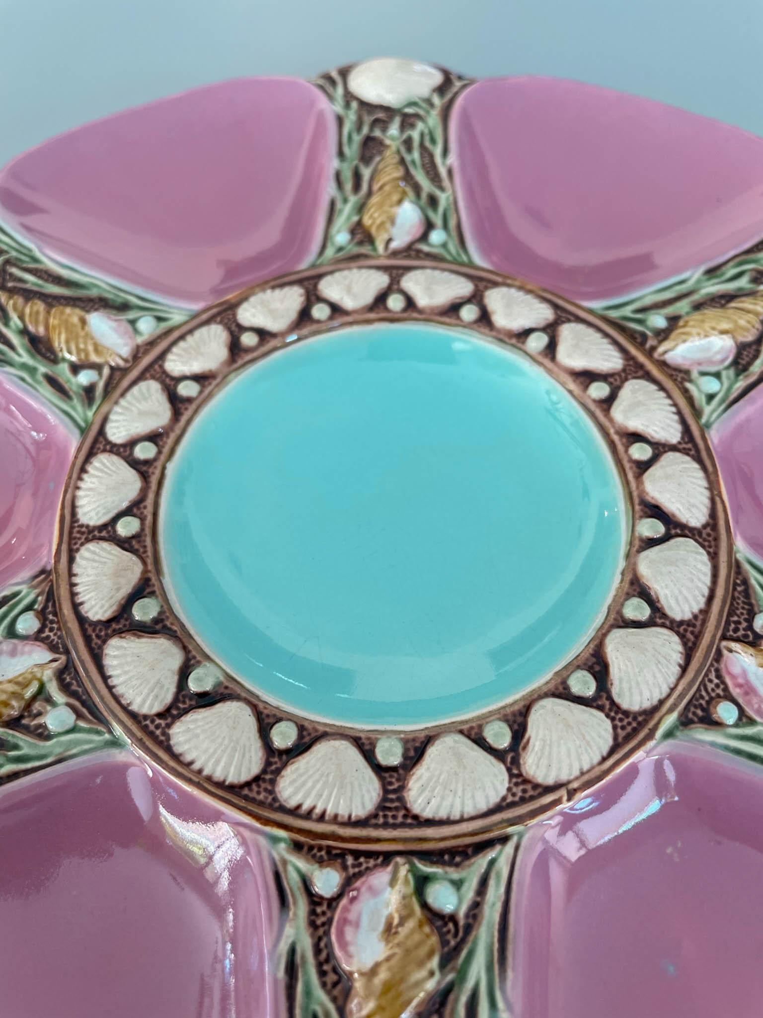 19th Century English Minton Majolica Oyster Plate In Good Condition In Winter Park, FL