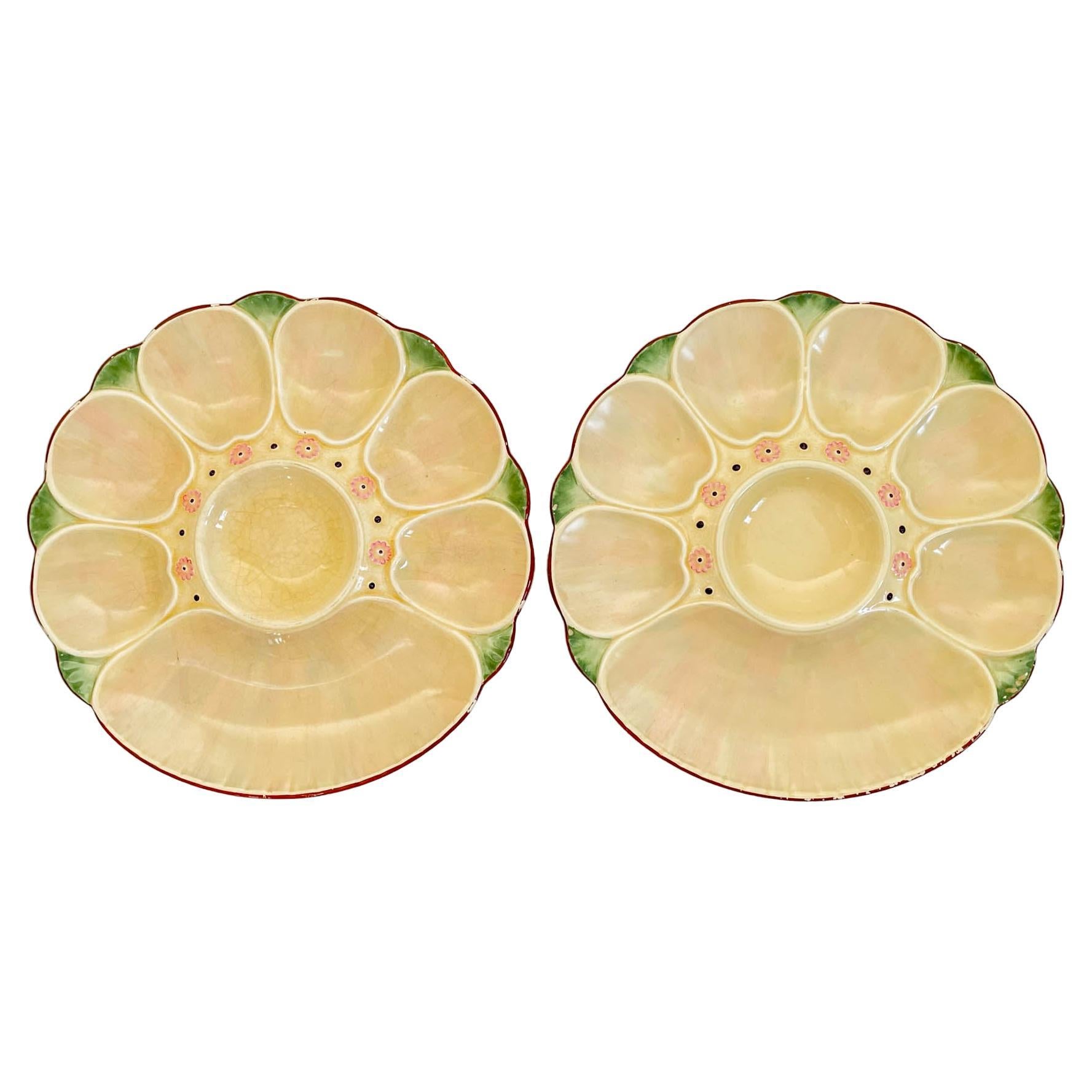 19th Century English Minton Majolica Oyster Plates Pair For Sale