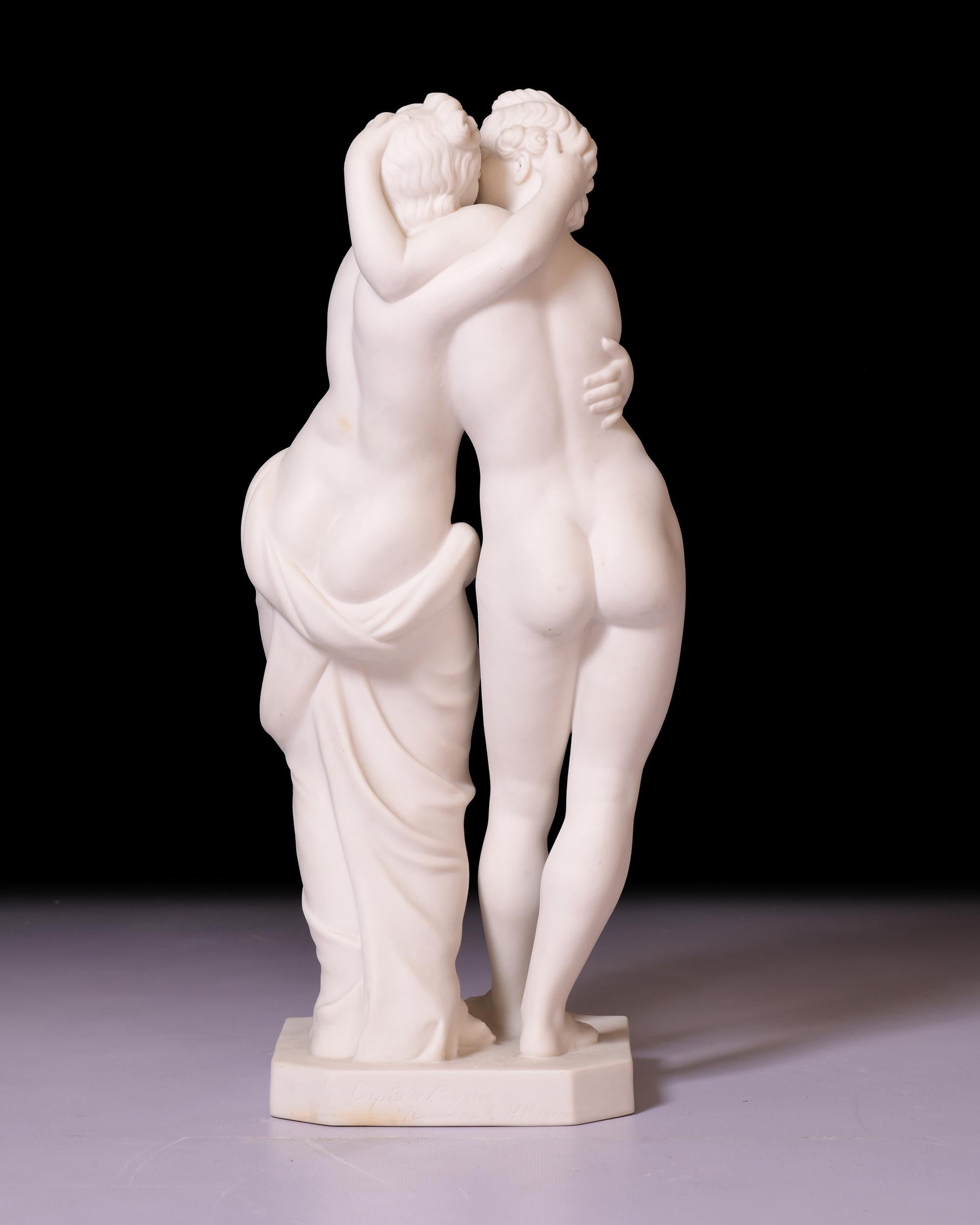 Grec classique Groupe de Cupidon et Psyché de Minton Parian anglais du 19ème siècle par H. Bourne en vente